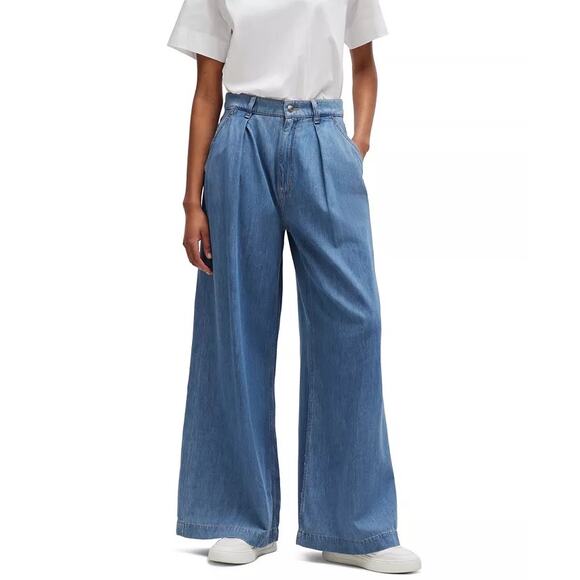 NWT Hugo Boss BOSS by Women's Wide Leg Denim Jeans SZ 28 - Picture 1 of 4